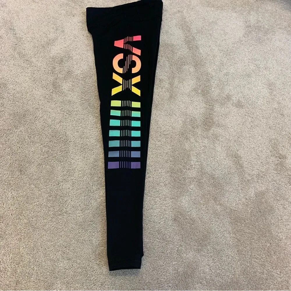 Victoria’s Secret VSX Black multicoloured rainbow vertical logo gym leggings XS - Picture 2 of 9